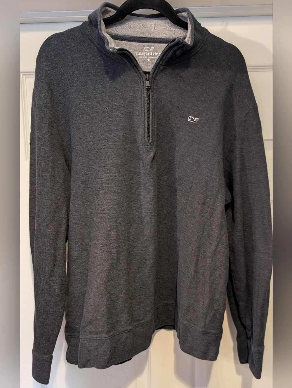 Vineyard Vines Mens 100% Pima Cotton Gray Quarter 1/4 Zip Pullover Size XL cthny